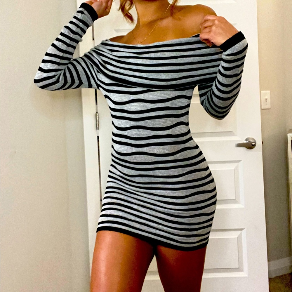 Off the shoulder, comfy, warm, long sleeve sweater dress
